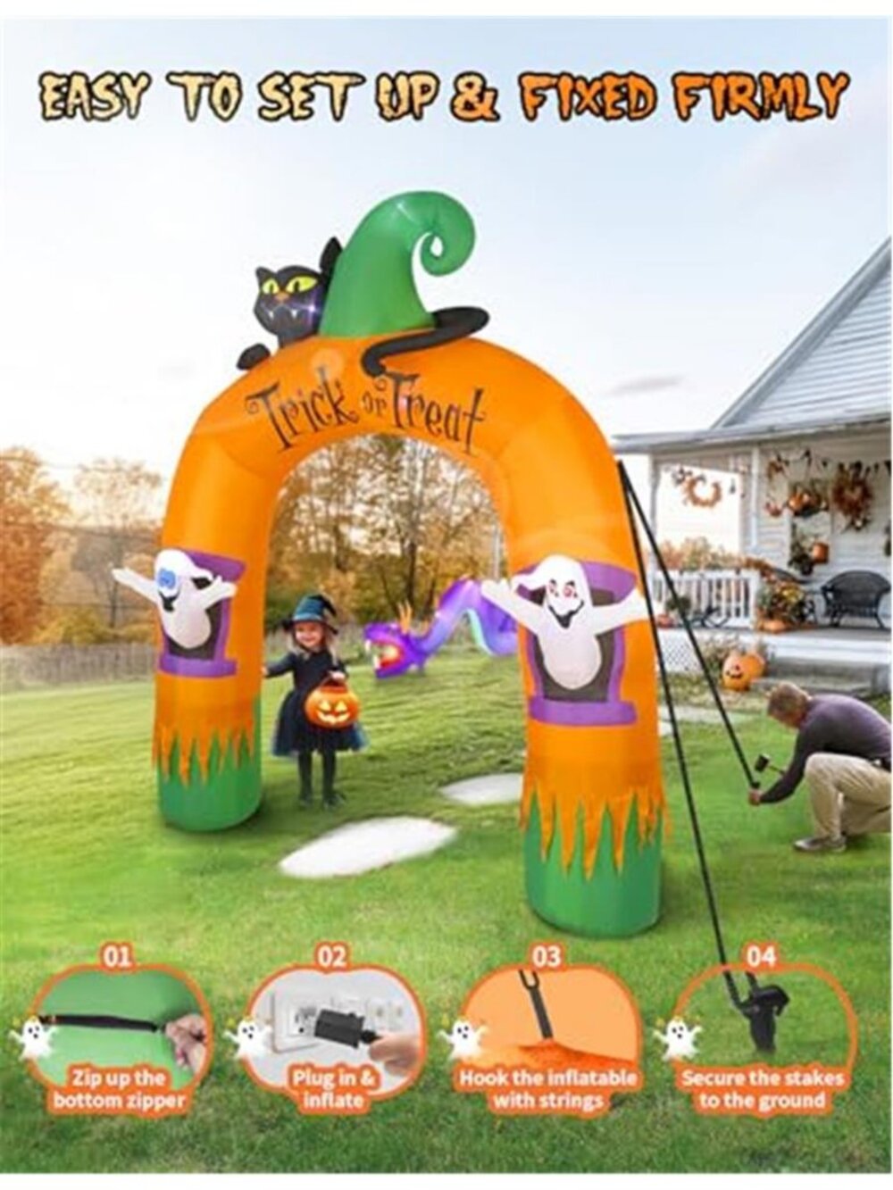 10FT Large Halloween Inflatable Archway Decoration, Halloween Blow Up Lighted - Picture 5 of 7